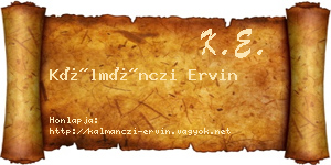Kálmánczi Ervin névjegykártya